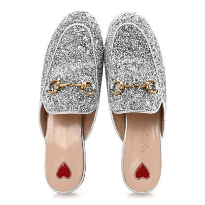 Gucci Glitter Womens Princetown Slippers 36.5 Silver 2 of 9
