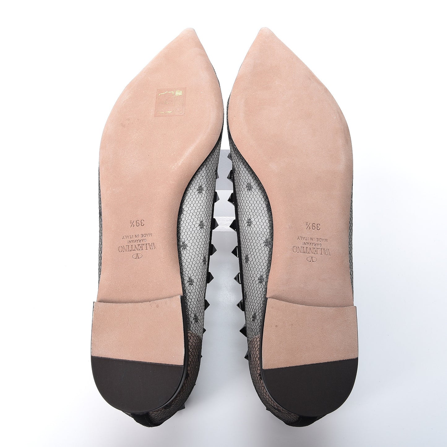 Mesh Point d'Esprit Rockstud Ballerina Flats 39.5 Black