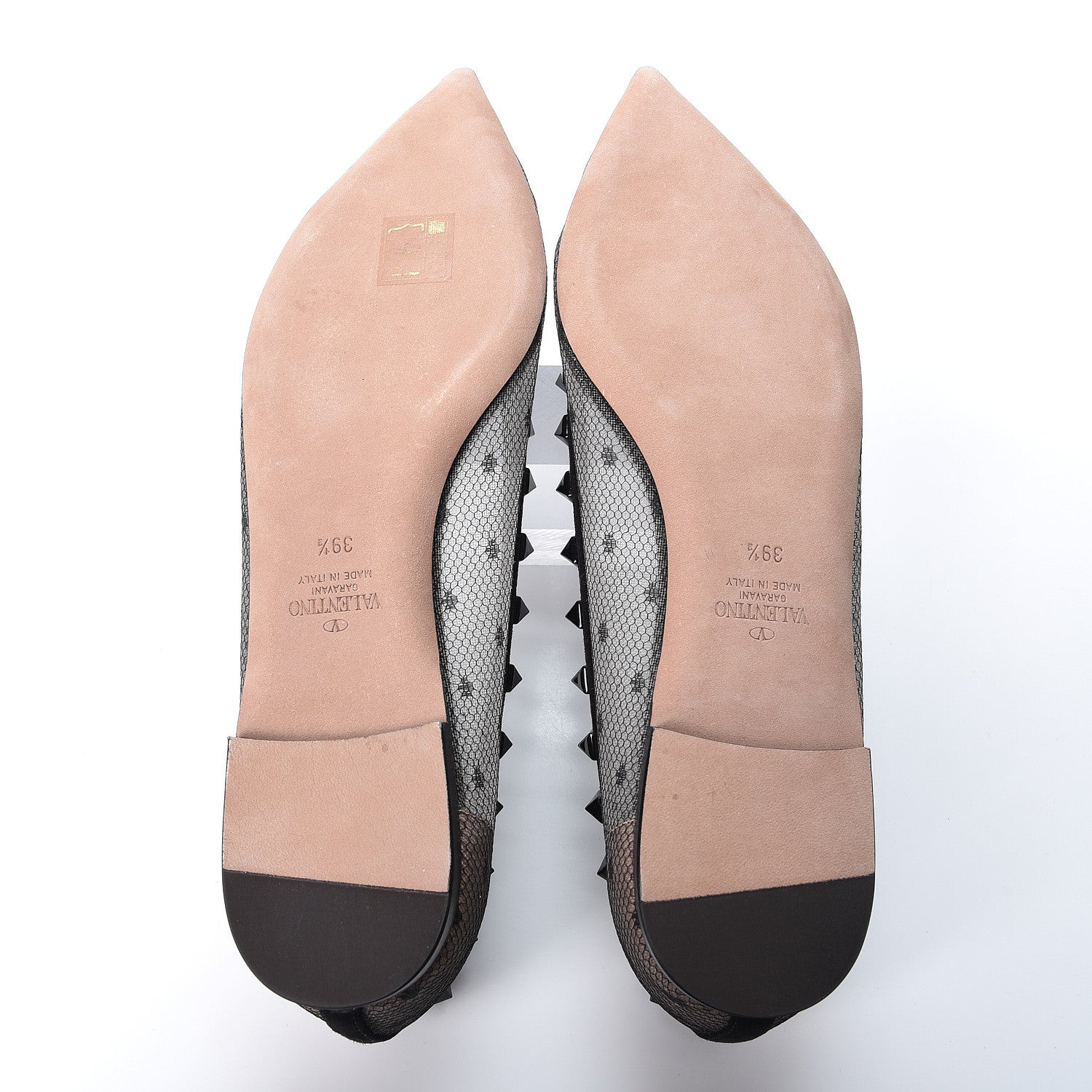 Valentino Garavani Mesh Point d'Esprit Rockstud Ballerina Flats 39.5 Black 7 of 9