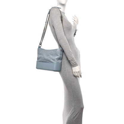 Chanel Aged Calfskin Quilted Medium Gabrielle Hobo Light Blue 2 of 12