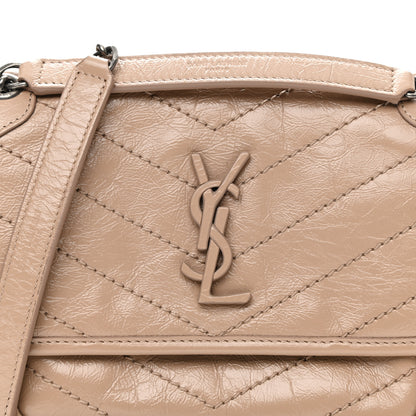 Saint Laurent Crinkled Calfskin Matelasse Monogram Baby Niki Chain Satchel Light Taupe 8 of 12