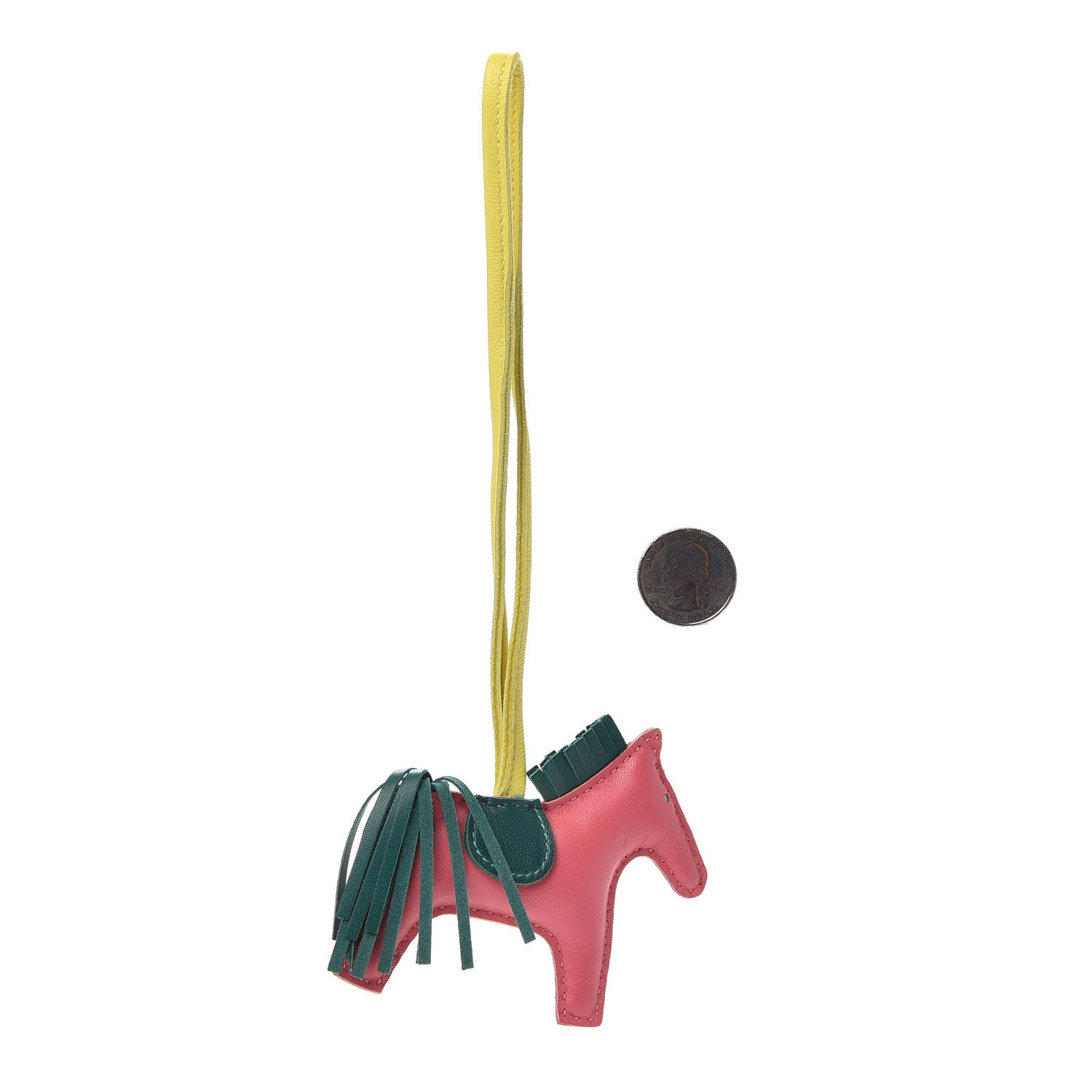 Hermes Milo Lambskin Grigri Rodeo Horse Bag Charm MM Rose Azalee Malachite Lime 2 of 3