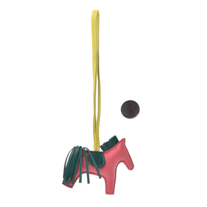 Hermes Milo Lambskin Grigri Rodeo Horse Bag Charm MM Rose Azalee Malachite Lime 2 of 3