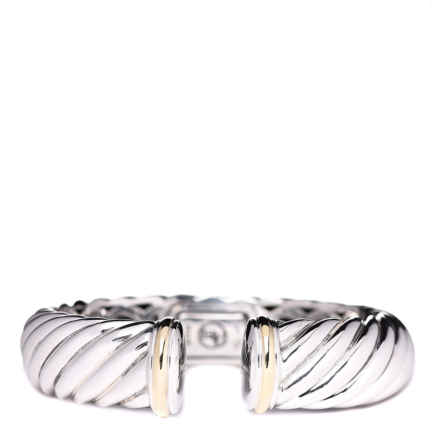 Sterling Silver 18K Yellow Gold 15mm Sculpted Cable Cuff Bracelet