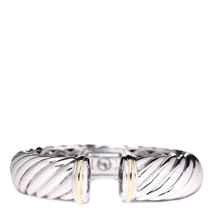 David Yurman Sterling Silver 18K Yellow Gold 15mm Sculpted Cable Cuff Bracelet 1 of 4
