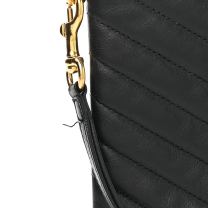 Saint Laurent Calfskin Matelasse Chevron Monogram A5 Wristlet Black 8 of 9