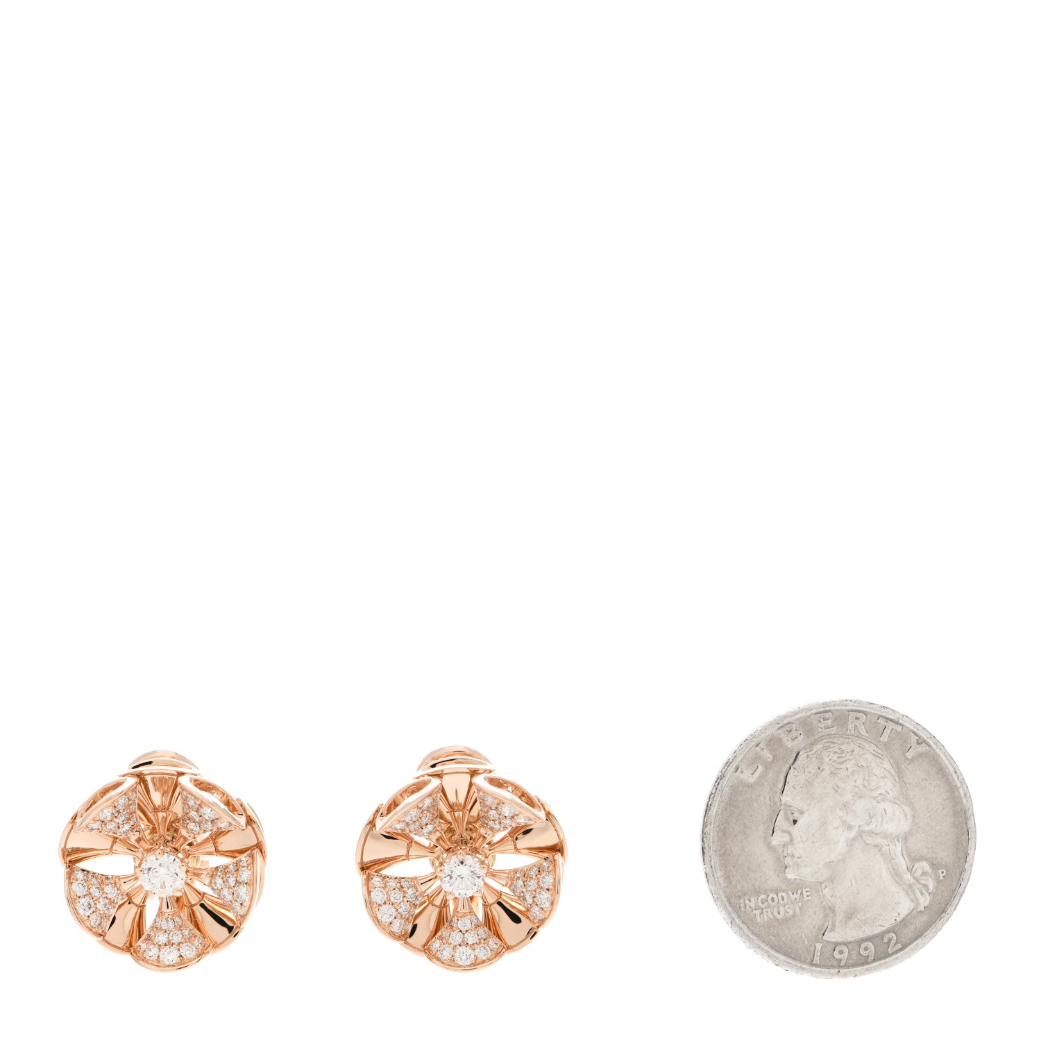 Bulgari 18K Rose Gold Diamond Divas' Dream Flower Earrings 2 of 5