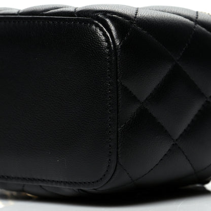 Chanel Lambskin Quilted Mini Pearl Crush Vanity Case With Chain Black 11 of 11