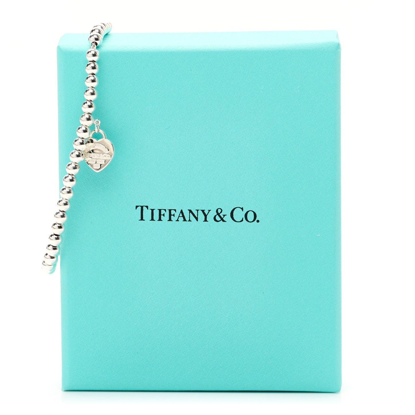 Sterling Silver Enamel 4mm Return To Tiffany Heart Tag Bead Bracelet Blue