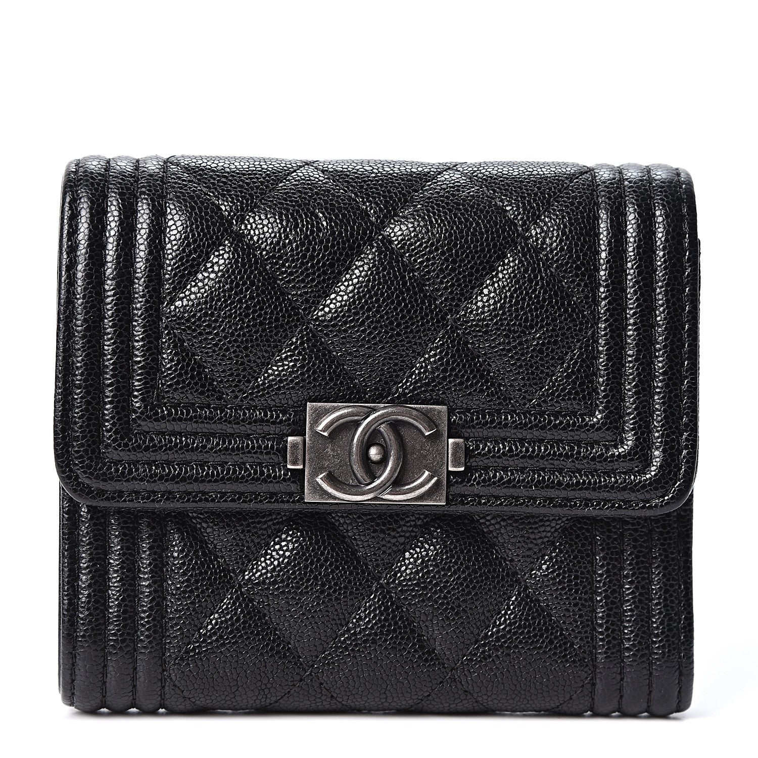 Chanel Caviar Quilted Compact Boy Wallet Black 1 of 9