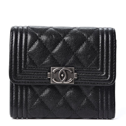 Chanel Caviar Quilted Compact Boy Wallet Black 1 of 9