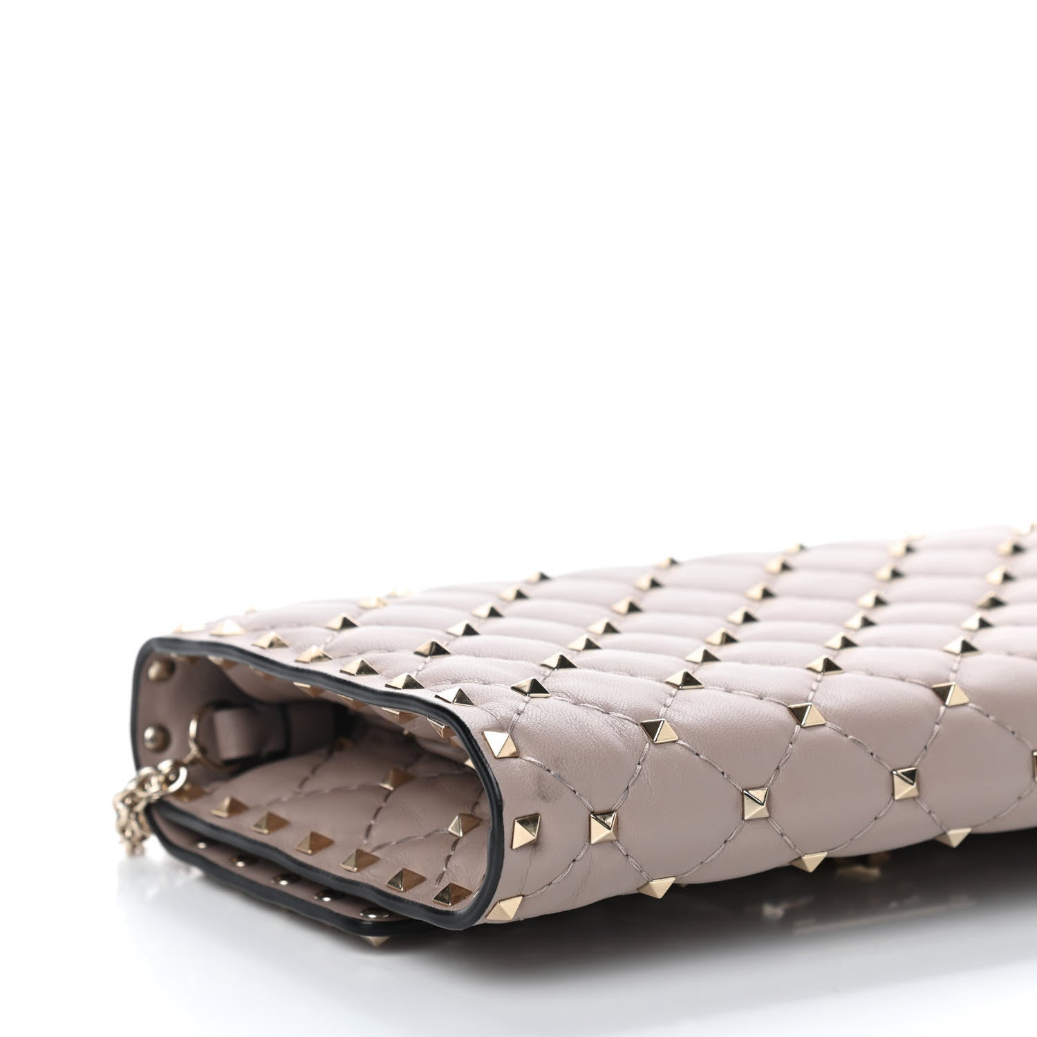 Valentino Garavani Lambskin Rockstud Spike Wallet on Chain Poudre 8 of 9