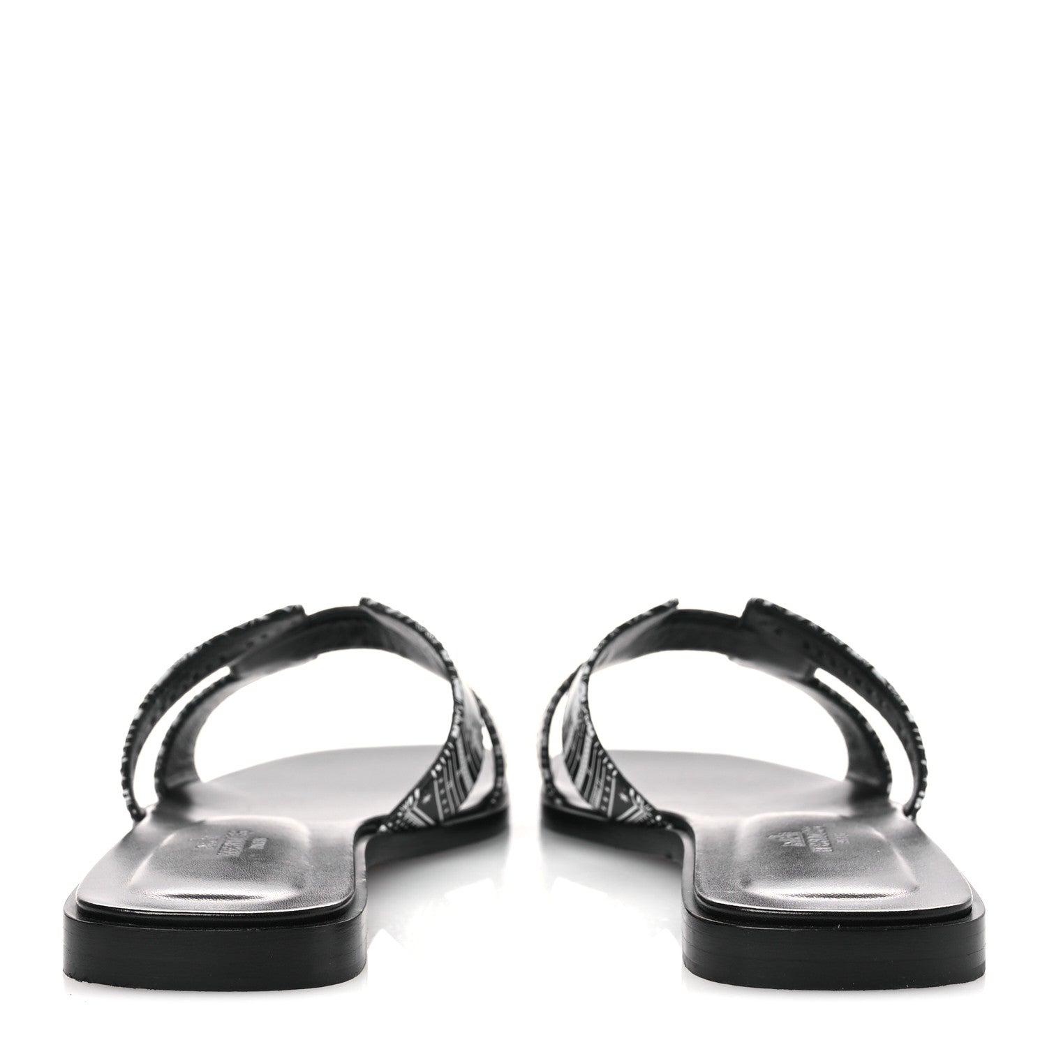 Hermes Calfskin Astrologie Bandana Oran Sandals 38 Black White 7 of 12