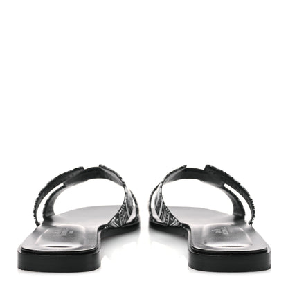 Hermes Calfskin Astrologie Bandana Oran Sandals 38 Black White 7 of 12