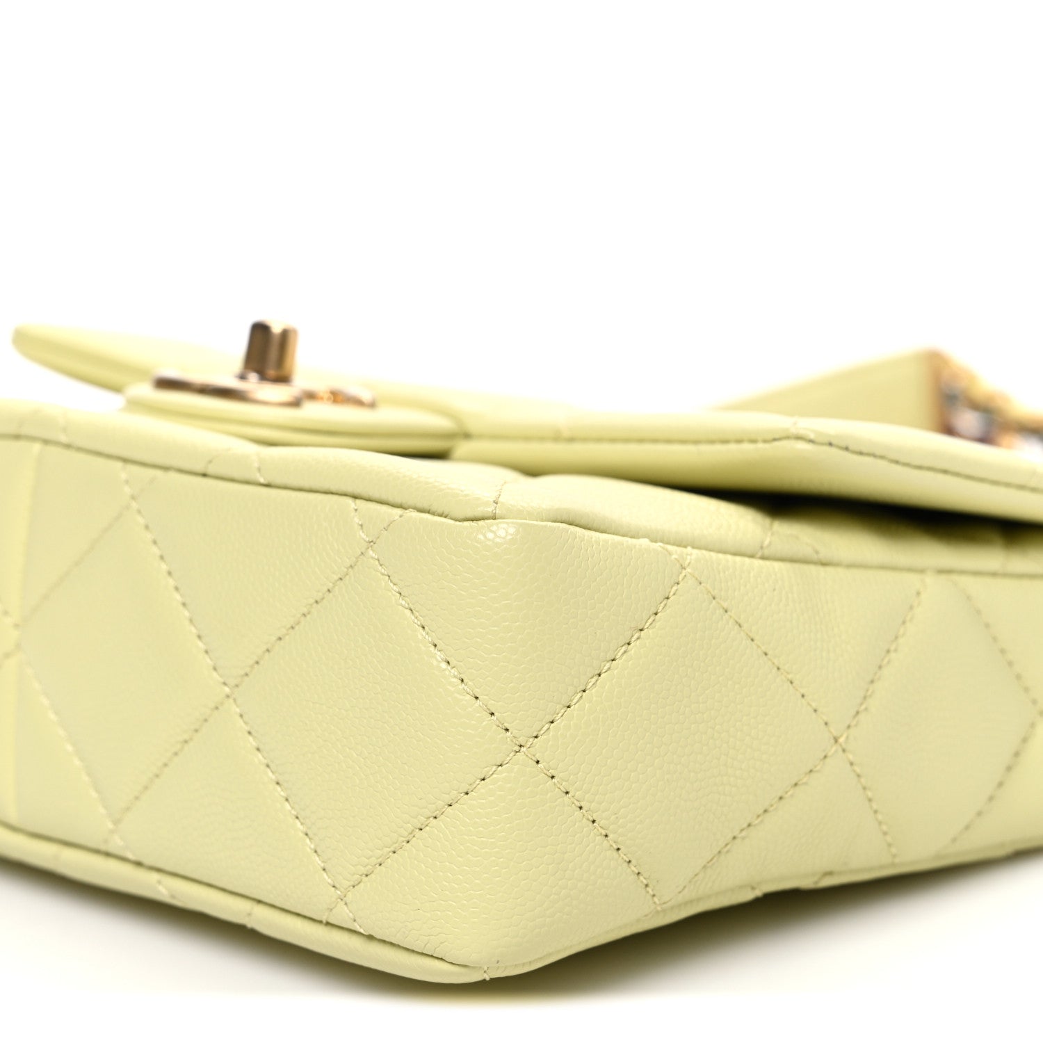 Chanel Shiny Caviar Quilted Mini Chain Messenger Flap Bag Yellow 10 of 10