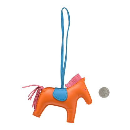 Hermes Milo Lambskin Grigri Rodeo Horse Bag Charm MM Orange Bleu Zanzibar Rose Azalee 2 of 4