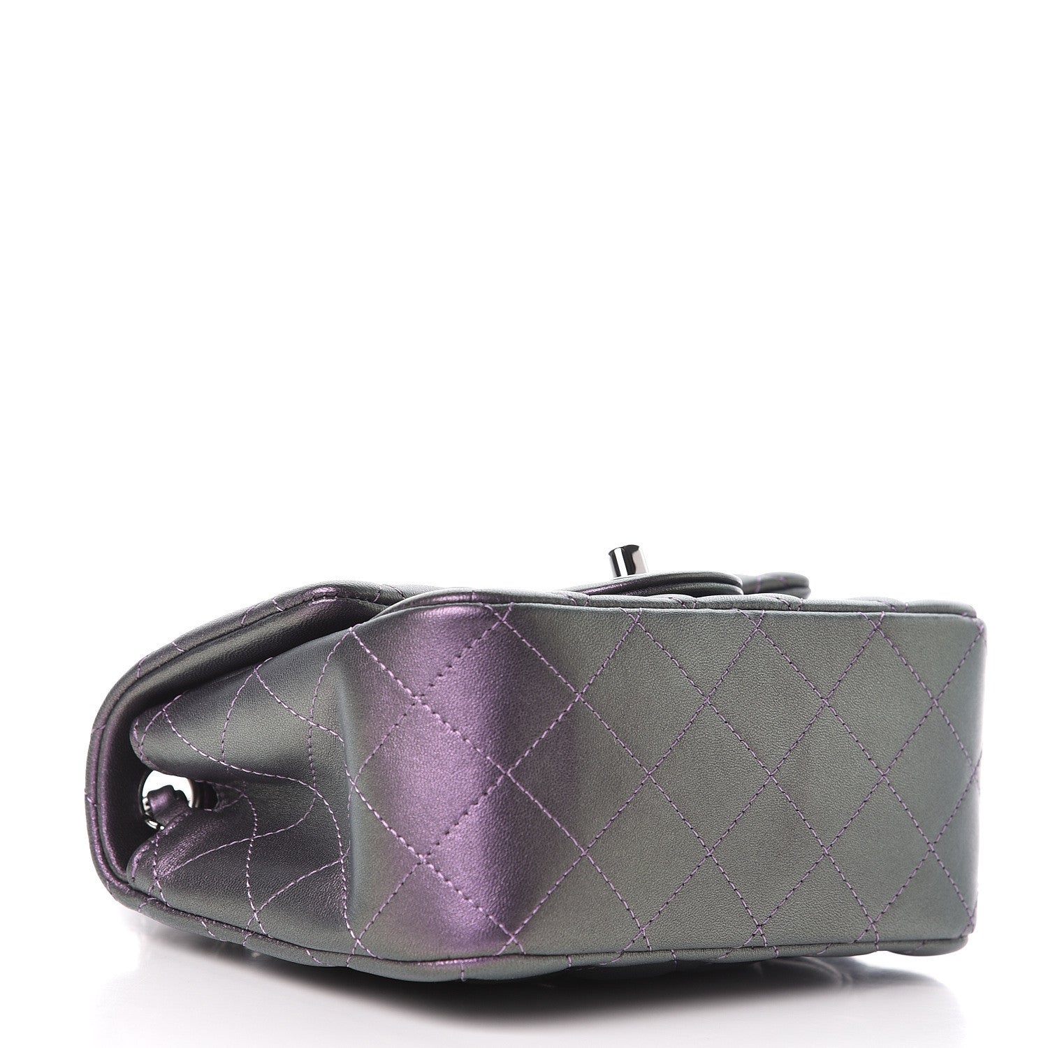 Chanel Iridescent Lambskin Quilted Mini Square Flap Dark Purple 4 of 11