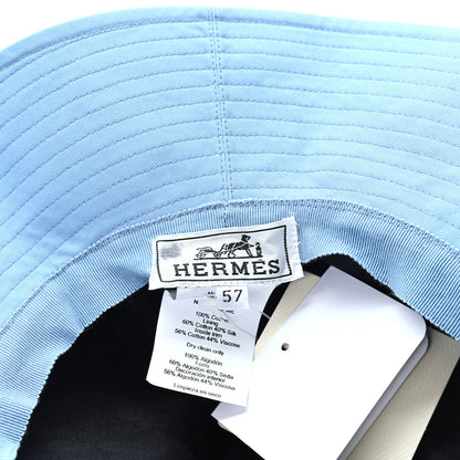 Hermes Terry Cotton Serge Hat 57 Bleu Paradis 8 of 8