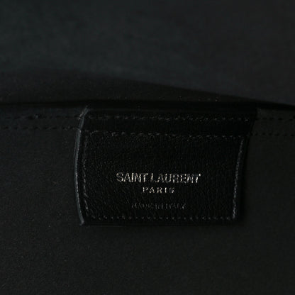 Saint Laurent Calfskin Large Fringe Shopping Tote Black 6 of 10