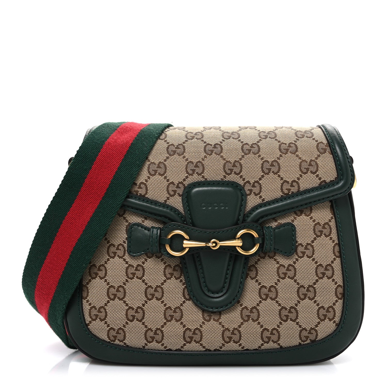 Gucci Monogram Calfskin Medium Lady Web Shoulder Bag Beige Green 1 of 10