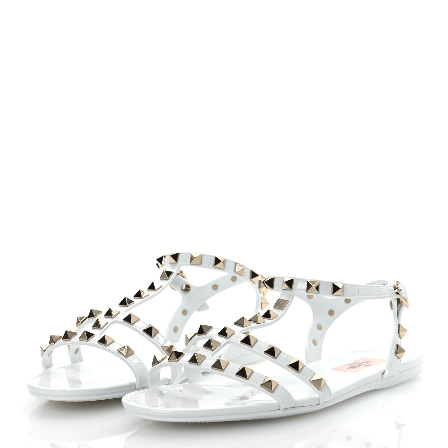 PVC Jelly Rockstud Caged Sandals 38 Optic White