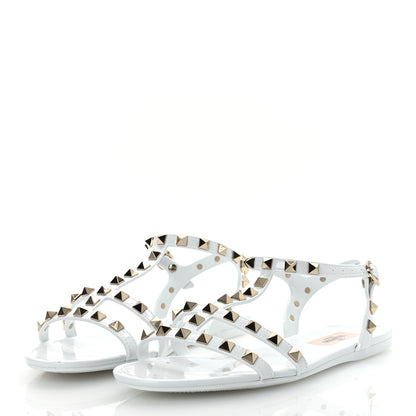 Valentino Garavani PVC Jelly Rockstud Caged Sandals 38 Optic White 4 of 12