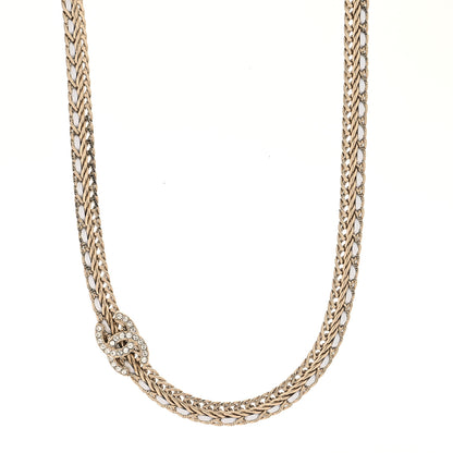 Chanel Metal Lambskin Crystal CC Choker Gold White 1 of 3