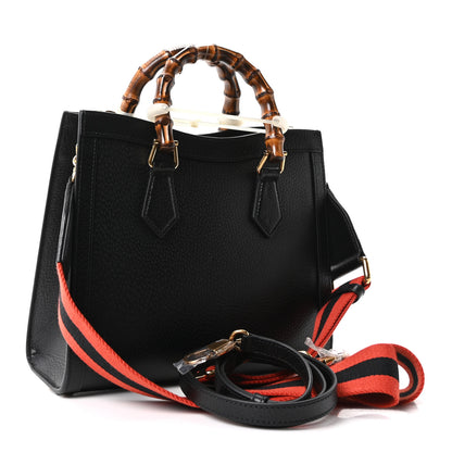 Gucci Textured Dollar Calfskin Web Small Diana Tote Bag Black Dusty Grey 4 of 11
