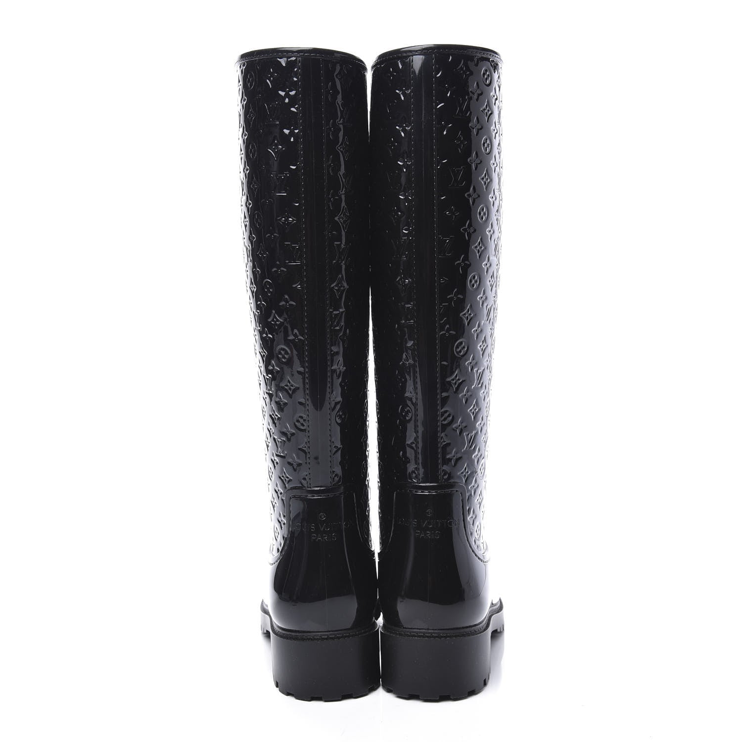 Louis Vuitton Rubber Embossed Monogram Splash Rain Boots 38 Black 3 of 8