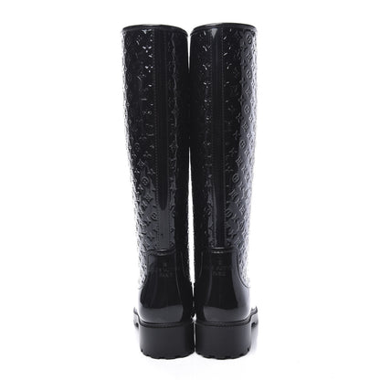 Louis Vuitton Rubber Embossed Monogram Splash Rain Boots 38 Black 3 of 8