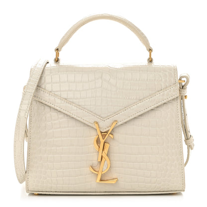 Saint Laurent Crocodile Embossed Mini Classic Monogram Cassandra Top Handle Crema Soft 1 of 12