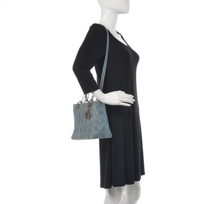 Christian Dior Denim Cannage Medium Lady Dior Blue 3 of 13