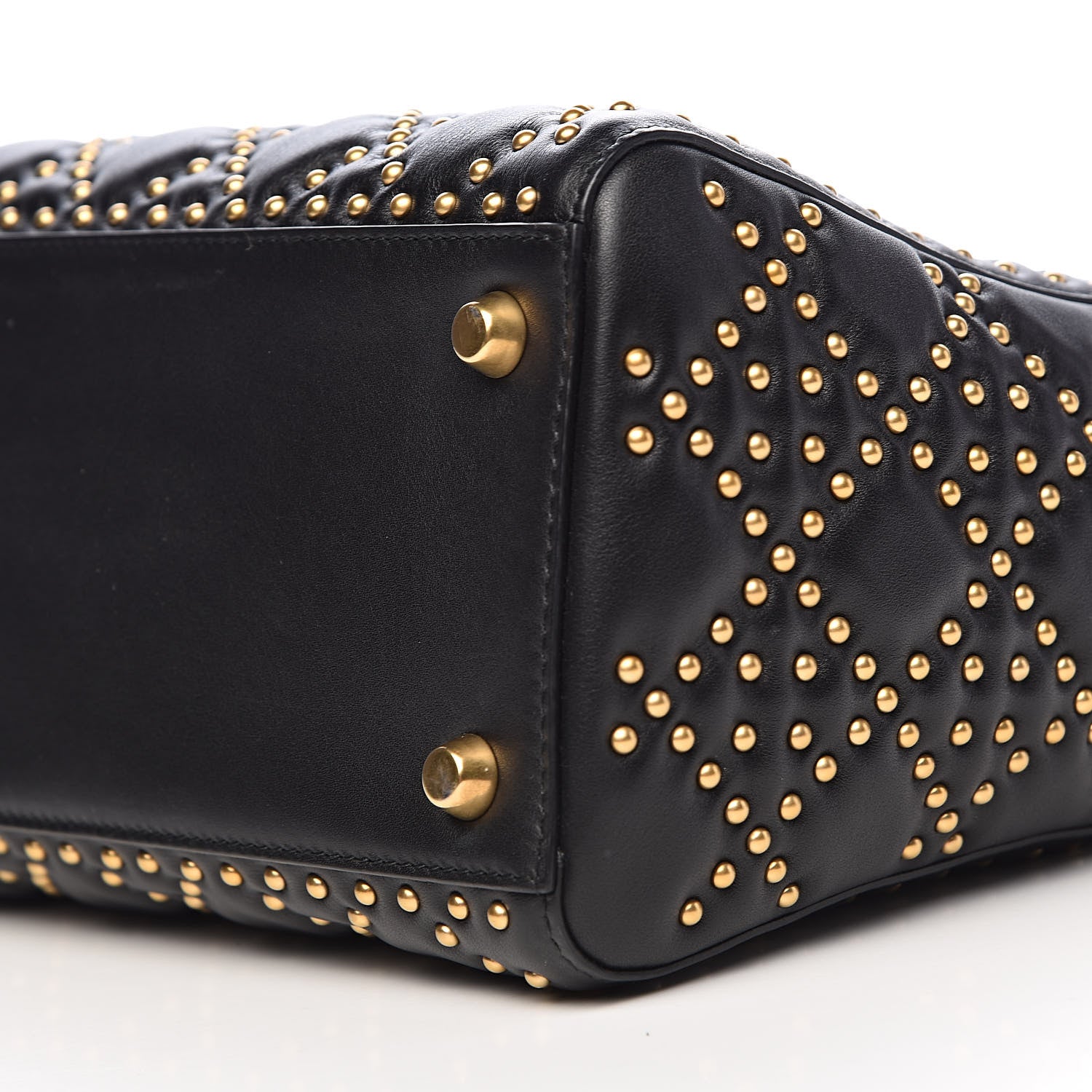 Christian Dior Calfskin Cannage Studded Medium Supple Lady Dior Black 9 of 11
