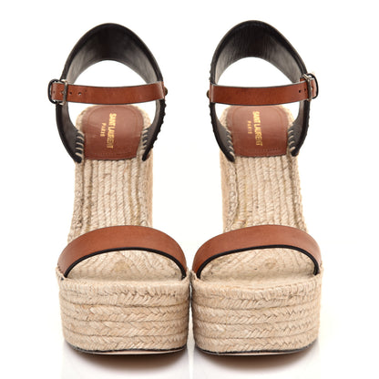 Saint Laurent Calfskin Studded Espadrille 105 Wedges 38 Brown 2 of 8