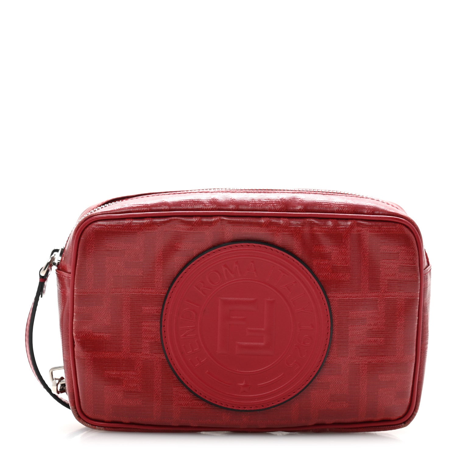 Fendi Glazed Fabric Vitello Century FF 1974 Stamp Camera Bag Rosso 1 of 9