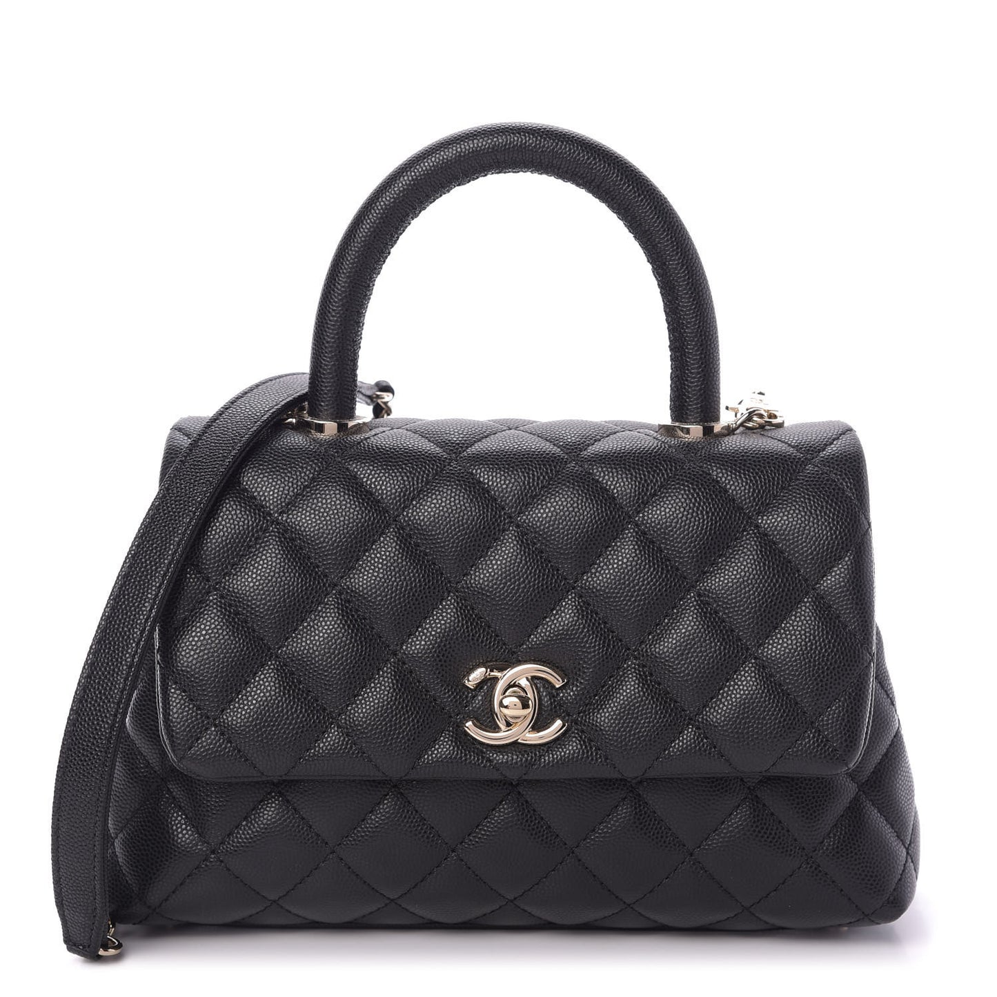 Caviar Quilted Mini Coco Handle Flap Black