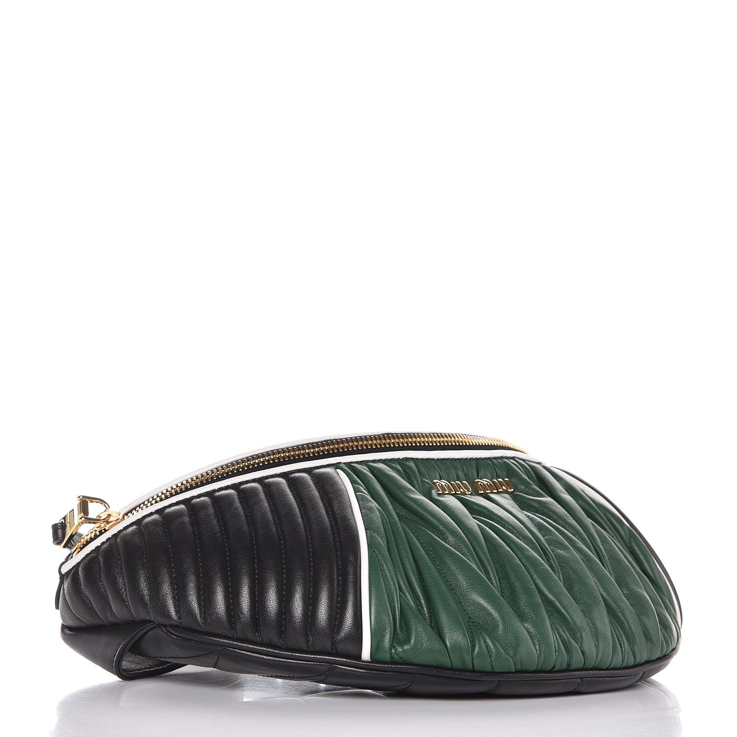Miu Miu Nappa Matelasse Belt Bag Nero Black Billard Green 4 of 7