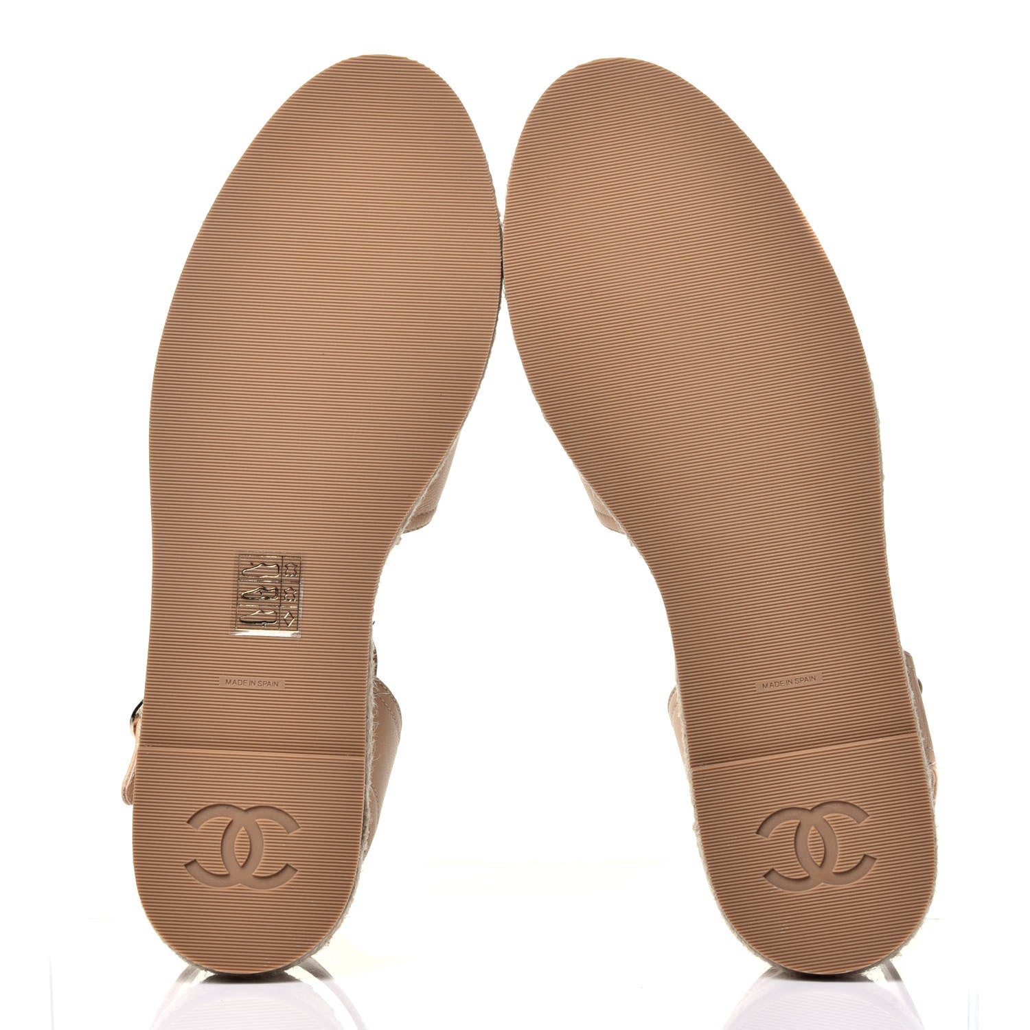 Chanel Lambskin Cap Toe CC Espadrille Sandals 40 Beige Black 7 of 10