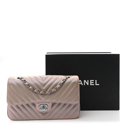 Chanel Metallic Caviar Chevron Quilted Medium Double Flap Light Gold 11 of 11