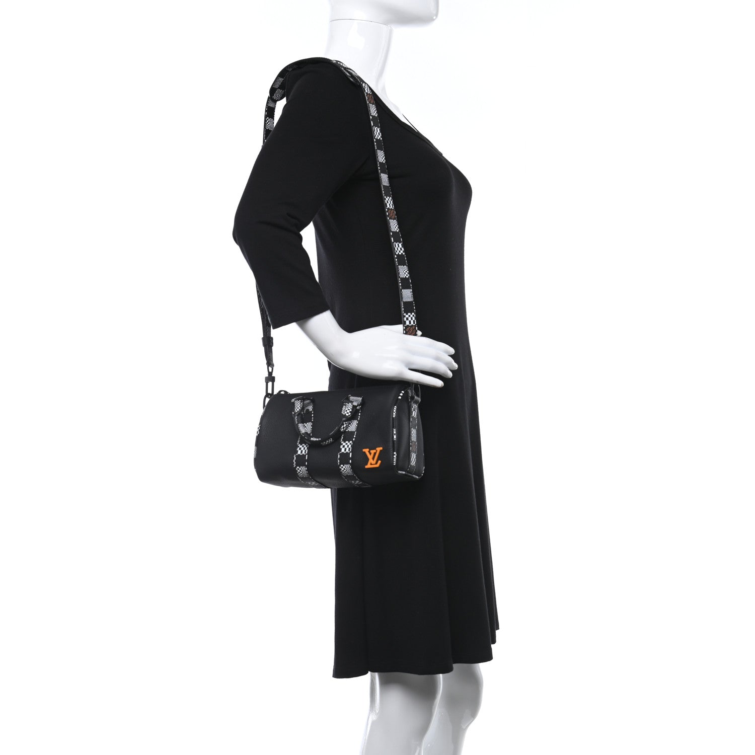 Louis Vuitton Calfskin Damier Distorted Keepall XS Black 2 of 8
