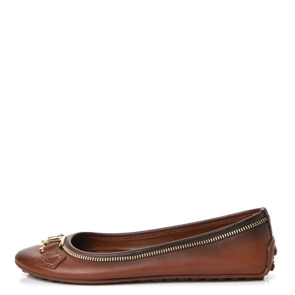 Louis Vuitton Calfskin Zip Oxford Ballerina Flats 35.5 Cognac 1 of 10