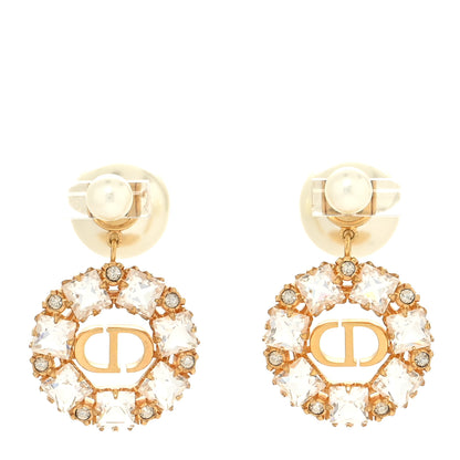 Christian Dior Crystal Pearl Petit CD Earrings Gold 1 of 4
