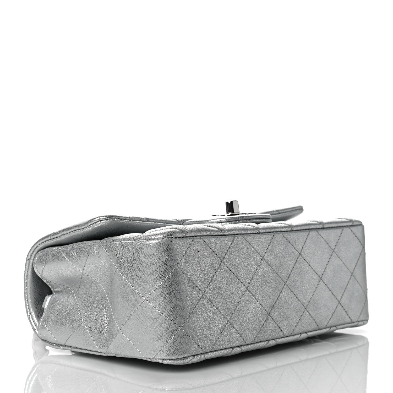 Chanel Metallic Lambskin Quilted Mini Rectangular Flap Silver 4 of 11