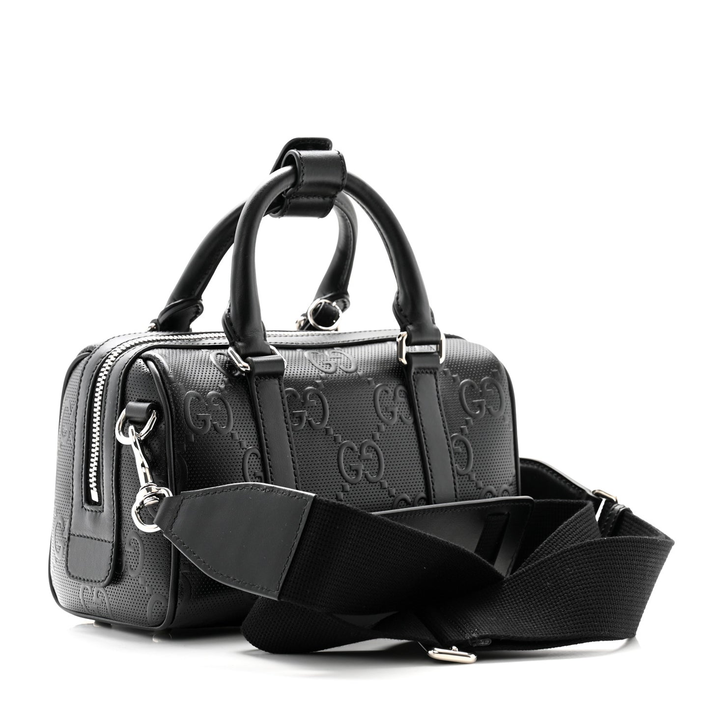 Calfskin GG Tennis Embossed Mini Duffle Bag Black