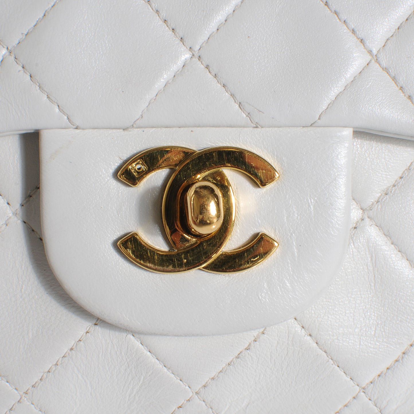 Lambskin Quilted Small Double Flap White