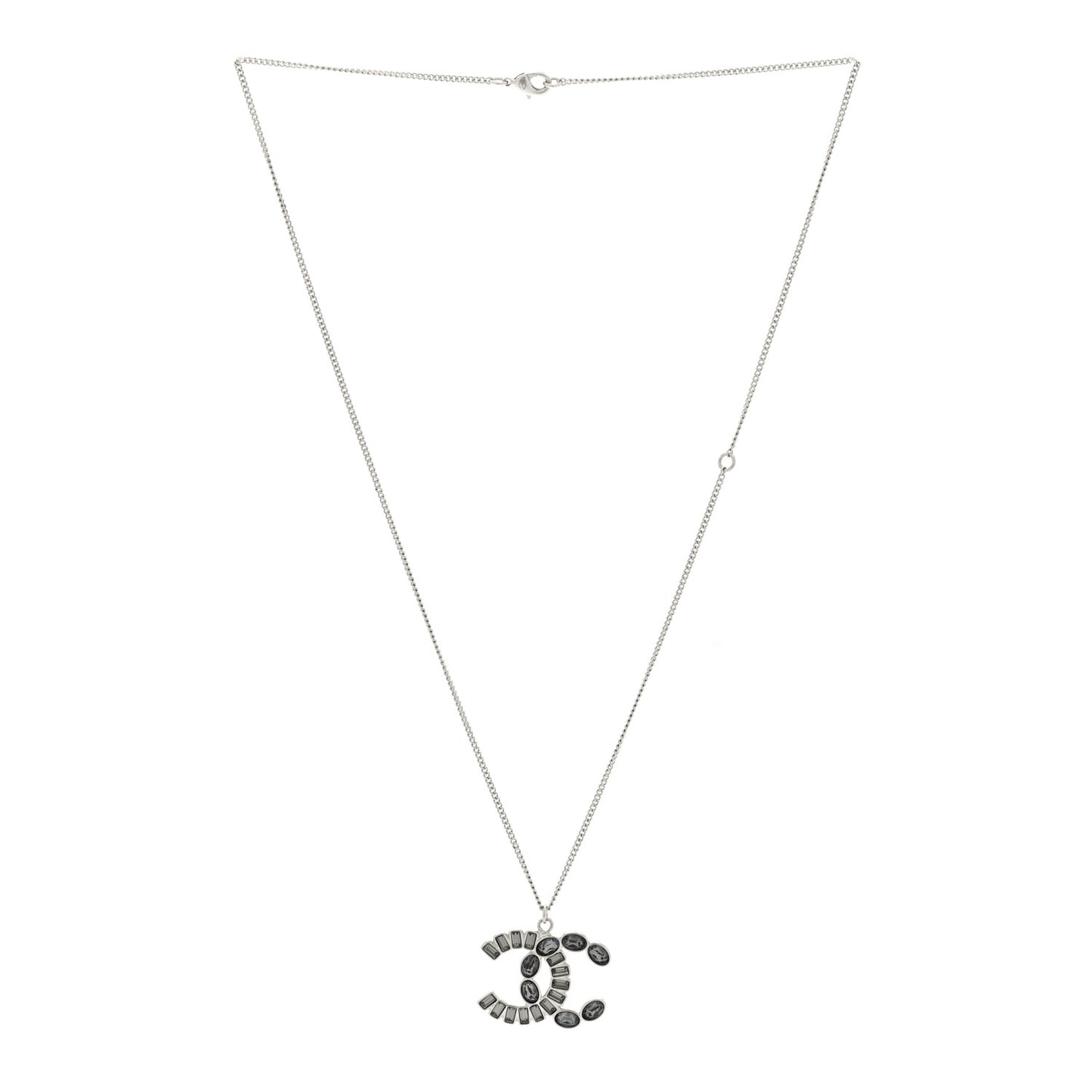 Crystal Baguette Large CC Necklace Silver Multicolor