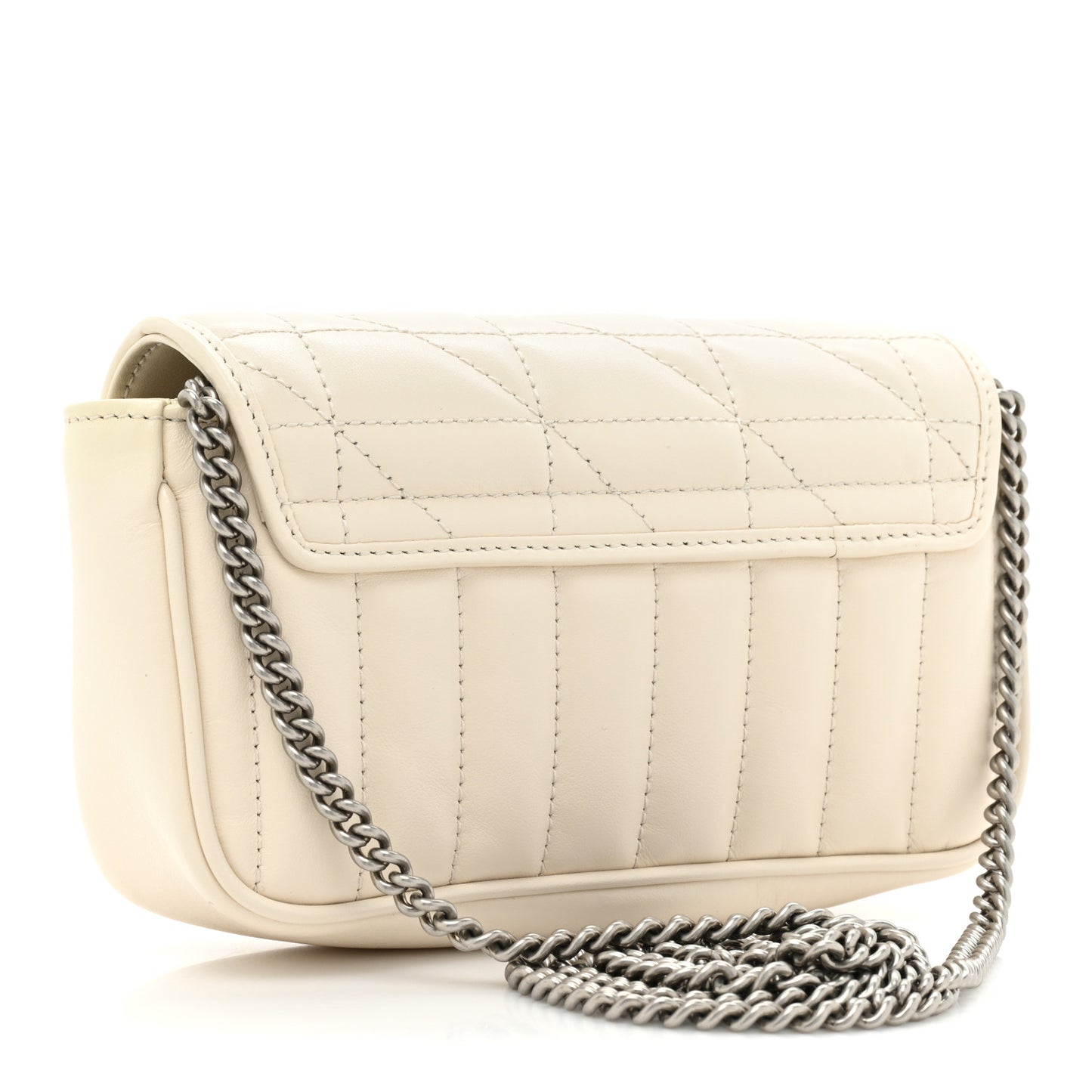 Calfskin Matelasse Aria Super Mini GG Marmont Shoulder Bag Mystic White