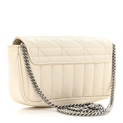 Gucci Calfskin Matelasse Aria Super Mini GG Marmont Shoulder Bag Mystic White 3 of 11