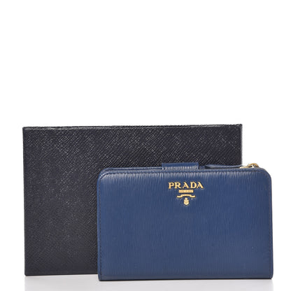 Prada Vitello Move Metal Compact Wallet Bleuette 7 of 7