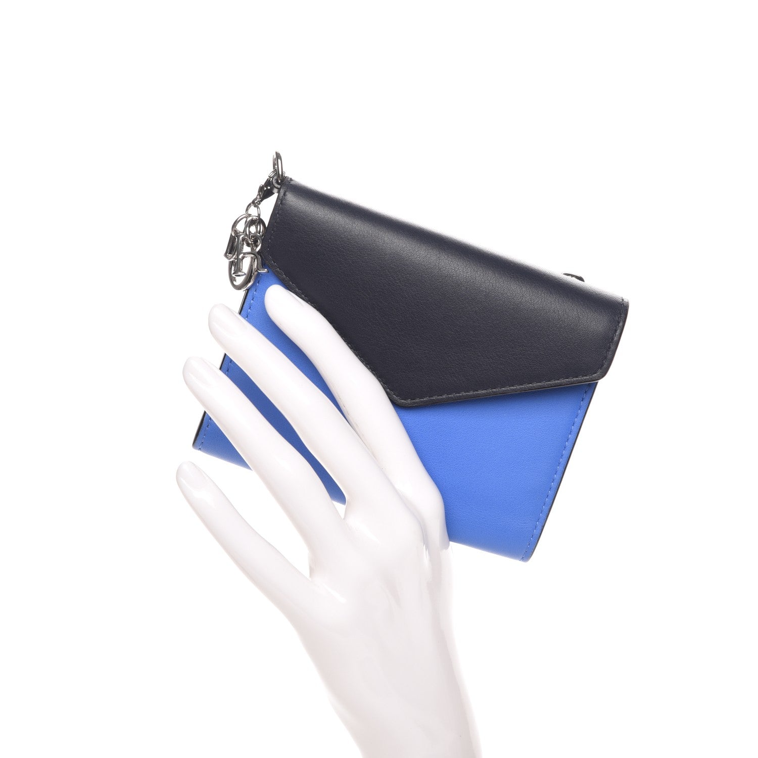 Christian Dior Bullcalf Diorissimo Medium Envelope Wallet Black Blue 2 of 7